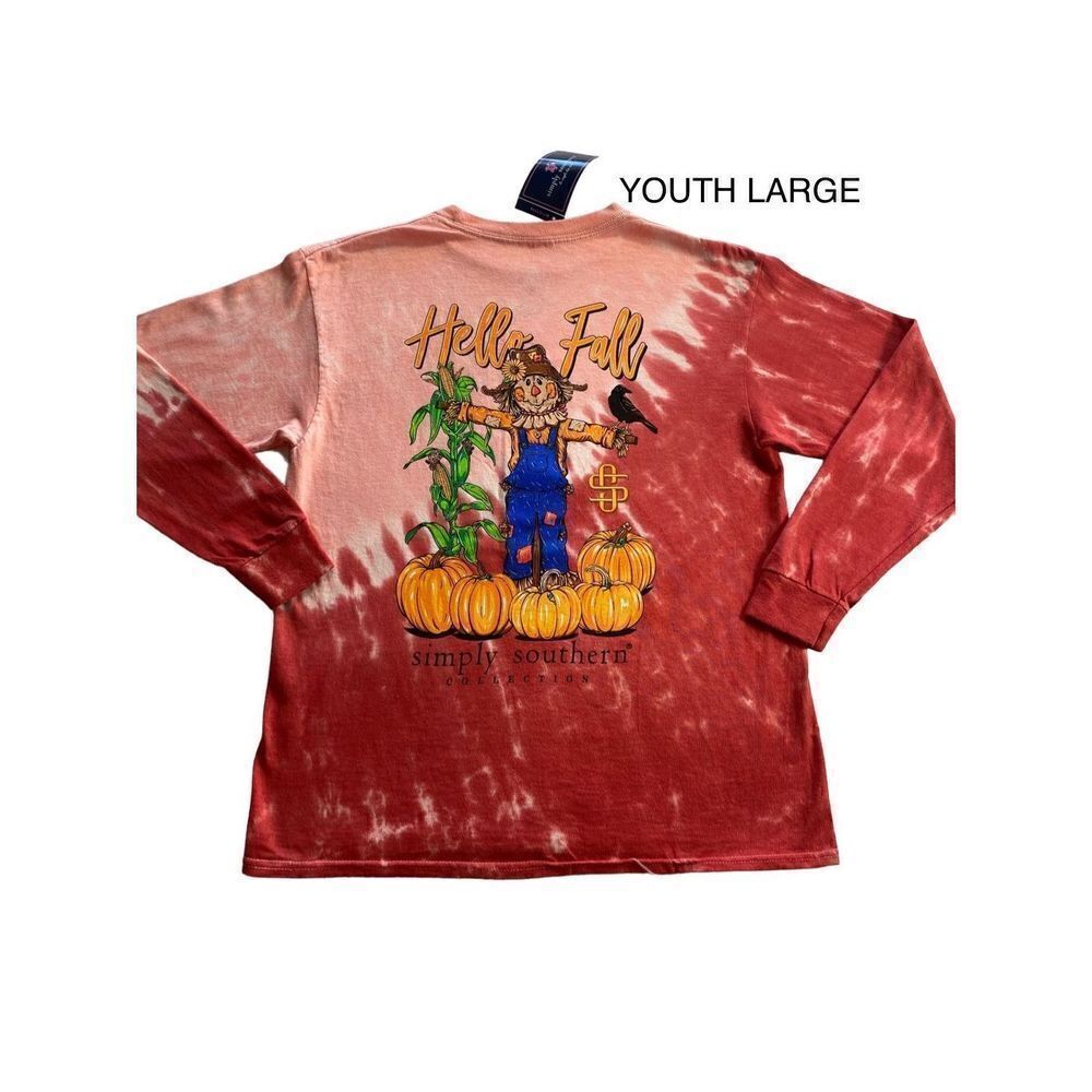 Simply Southern Big Girls LARGE “HELLO FALL” Long Sleeve Top